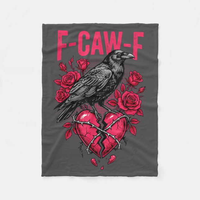 Funny Black Bird F-caw-f Anti Valentines Day Singl Fleecedecke (Vorderseite)