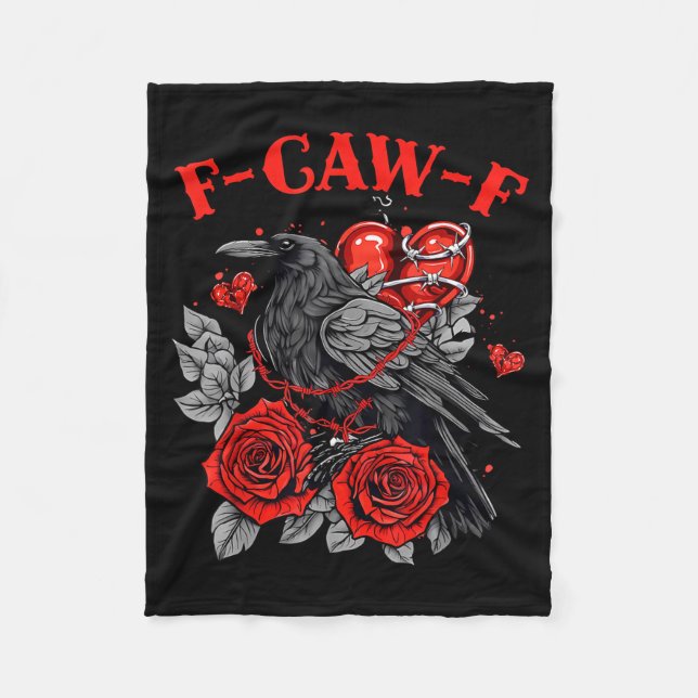 Funny Black Bird F-caw-f Anti Valentines Day Singl Fleecedecke (Vorderseite)