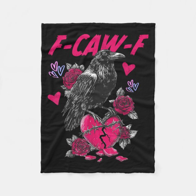 Funny Black Bird F-caw-f Anti Valentines Day Singl Fleecedecke (Vorderseite)
