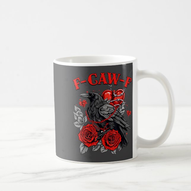 Funny Black Bird F-caw-f Anti Valentines Day Singl Kaffeetasse (Rechts)