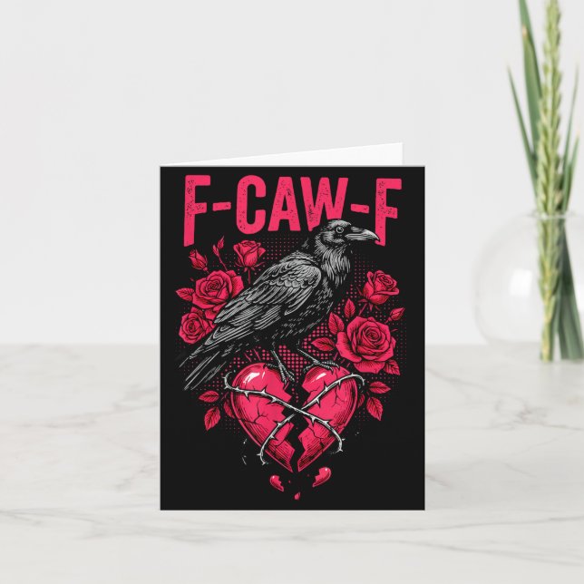 Funny Black Bird F-caw-f Anti Valentines Day Singl Karte (Vorderseite)