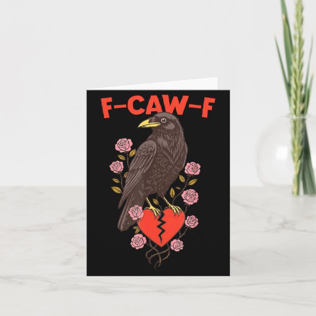 Funny Black Bird F-caw-f Anti Valentines Day Singl Karte (Vorderseite)