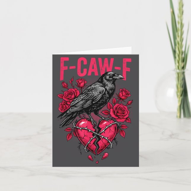 Funny Black Bird F-caw-f Anti Valentines Day Singl Karte (Vorderseite)