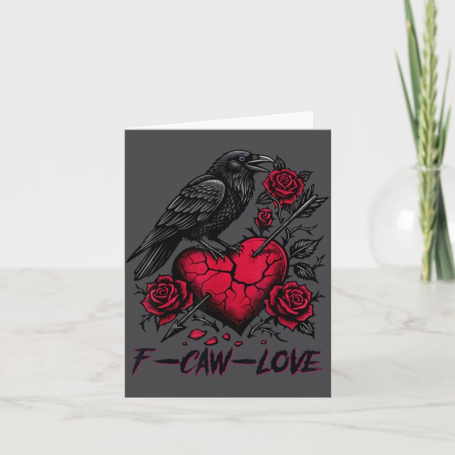 Funny Black Bird F-caw-f Anti Valentines Day Singl Karte (Vorderseite)