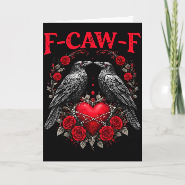 Funny Black Bird F-caw-f Anti Valentines Day Singl Karte (Vorderseite)