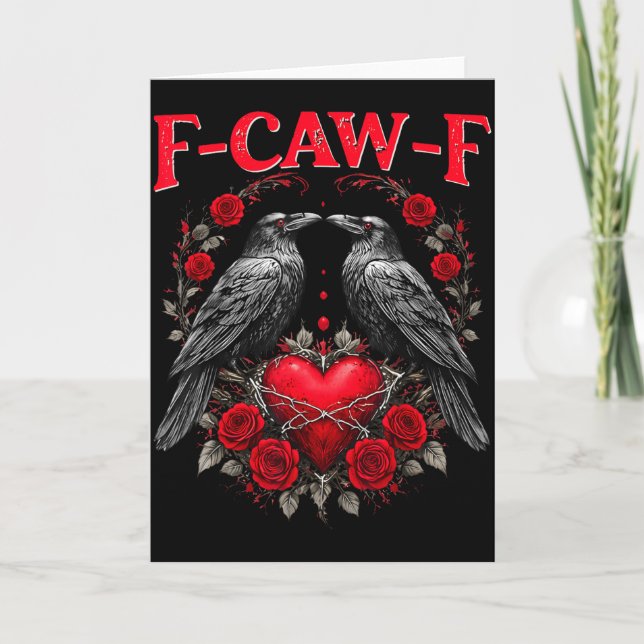 Funny Black Bird F-caw-f Anti Valentines Day Singl Karte (Vorderseite)