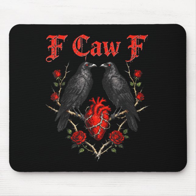 Funny Black Bird F-caw-f Anti Valentines Day Singl Mousepad (Vorne)