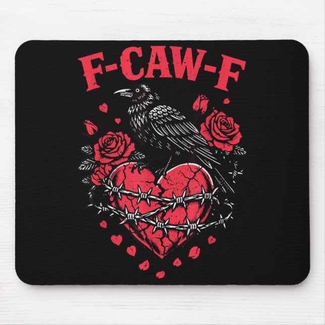 Funny Black Bird F-caw-f Anti Valentines Day Singl Mousepad (Vorne)