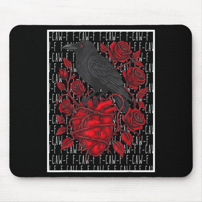 Funny Black Bird F-caw-f Anti Valentines Day Singl Mousepad (Vorne)