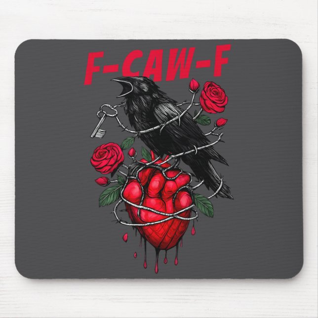Funny Black Bird F-caw-f Anti Valentines Day Singl Mousepad (Vorne)