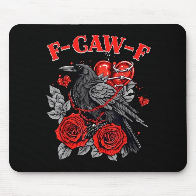 Funny Black Bird F-caw-f Anti Valentines Day Singl Mousepad (Vorne)