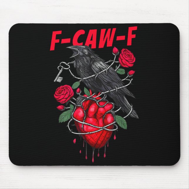 Funny Black Bird F-caw-f Anti Valentines Day Singl Mousepad (Vorne)