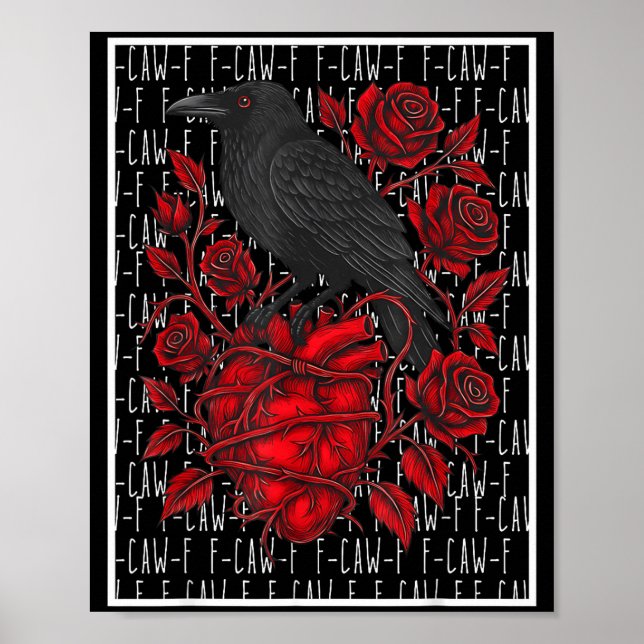 Funny Black Bird F-caw-f Anti Valentines Day Singl Poster (Vorne)