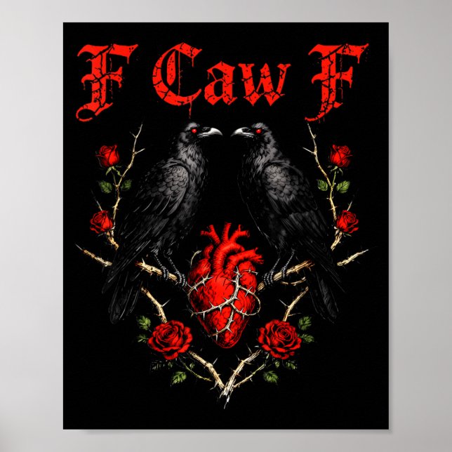 Funny Black Bird F-caw-f Anti Valentines Day Singl Poster (Vorne)