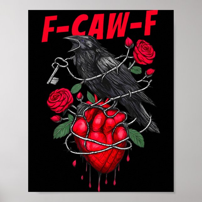 Funny Black Bird F-caw-f Anti Valentines Day Singl Poster (Vorne)