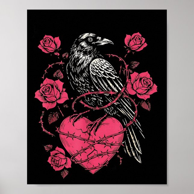Funny Black Bird F-caw-f Anti Valentines Day Singl Poster (Vorne)