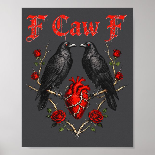 Funny Black Bird F-caw-f Anti Valentines Day Singl Poster (Vorne)