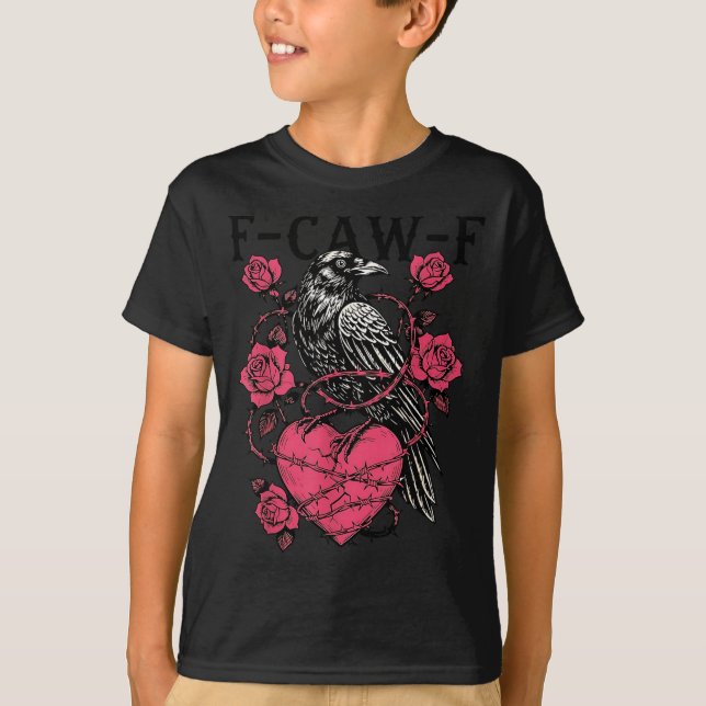 Funny Black Bird F-caw-f Anti Valentines Day Singl T-Shirt (Vorderseite)