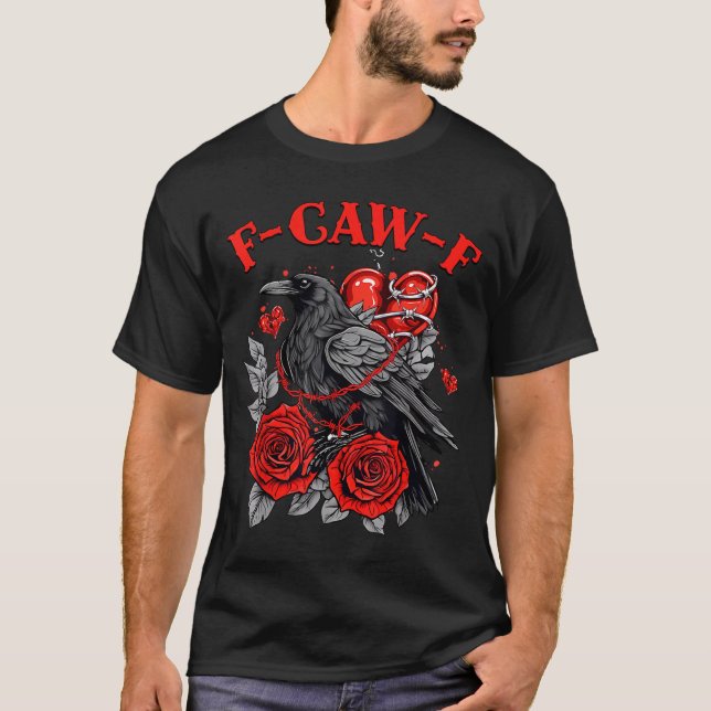 Funny Black Bird F-caw-f Anti Valentines Day Singl T-Shirt (Vorderseite)