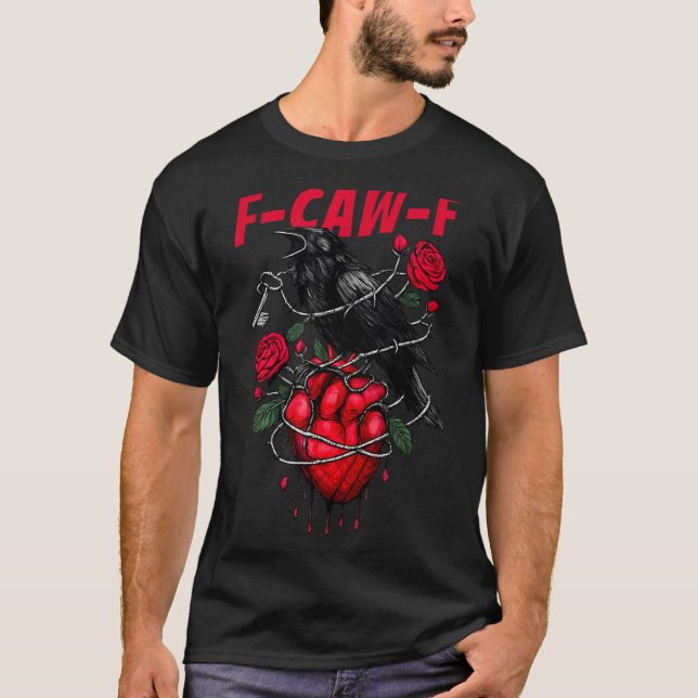 Funny Black Bird F-caw-f Anti Valentines Day Singl T-Shirt (Vorderseite)