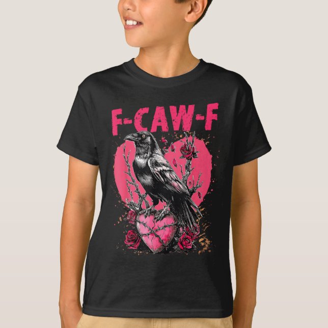 Funny Black Bird F-caw-f Anti Valentines Day Singl T-Shirt (Vorderseite)