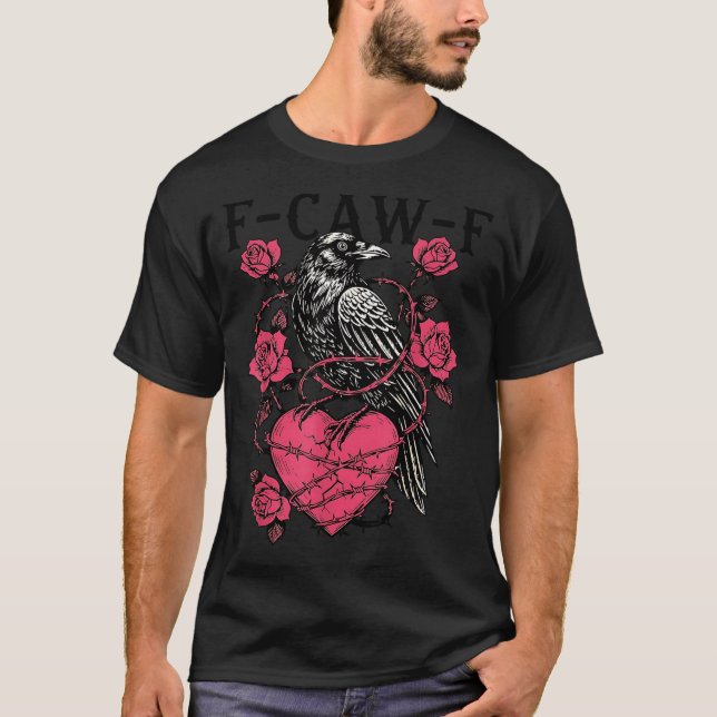 Funny Black Bird F-caw-f Anti Valentines Day Singl T-Shirt (Vorderseite)