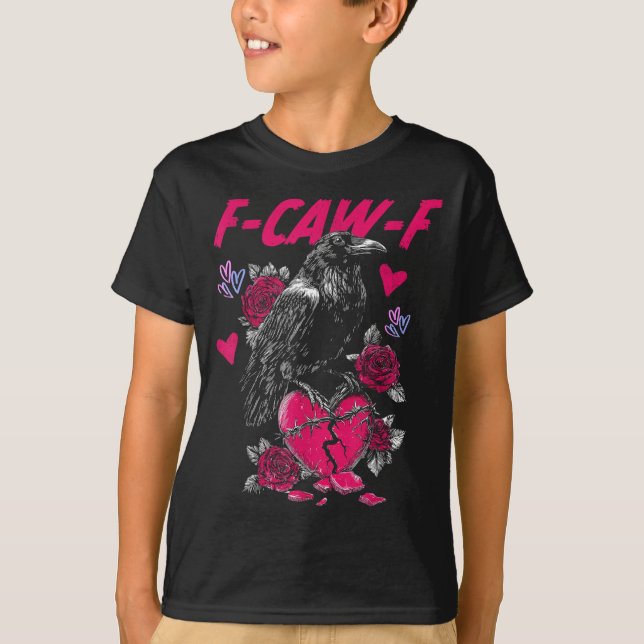 Funny Black Bird F-caw-f Anti Valentines Day Singl T-Shirt (Vorderseite)