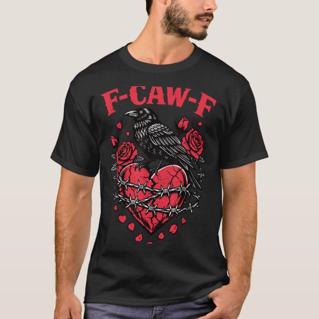 Funny Black Bird F-caw-f Anti Valentines Day Singl T-Shirt (Vorderseite)