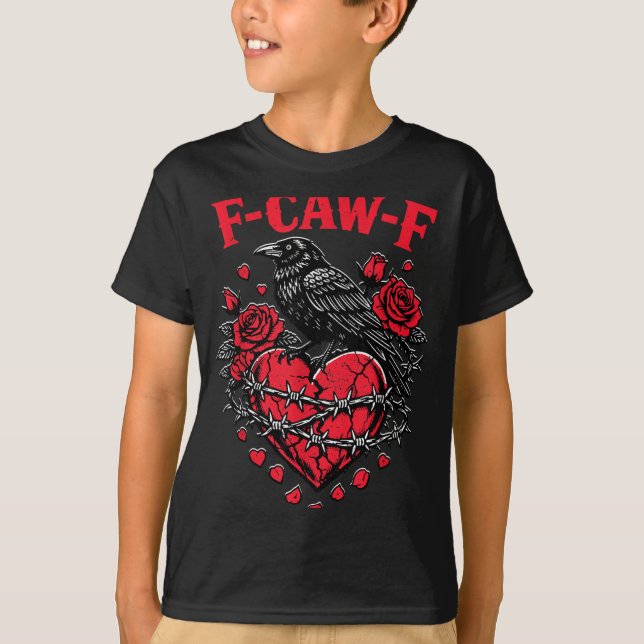 Funny Black Bird F-caw-f Anti Valentines Day Singl T-Shirt (Vorderseite)