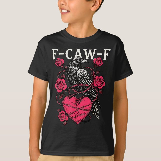 Funny Black Bird F-caw-f Anti Valentines Day Singl T-Shirt (Vorderseite)