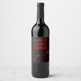 Funny Black Blood of Enemies Halloween-Party Food Weinetikett