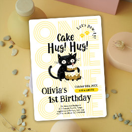 Funny Black Cat 1. Geburtstag Party Einladung