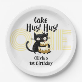 Funny Black Cat 1. Geburtstag Party Pappteller