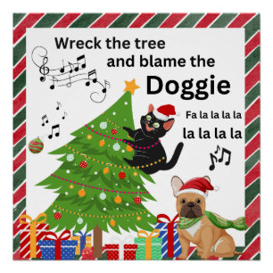 Funny Black Cat and Dog Weihnachten Poster