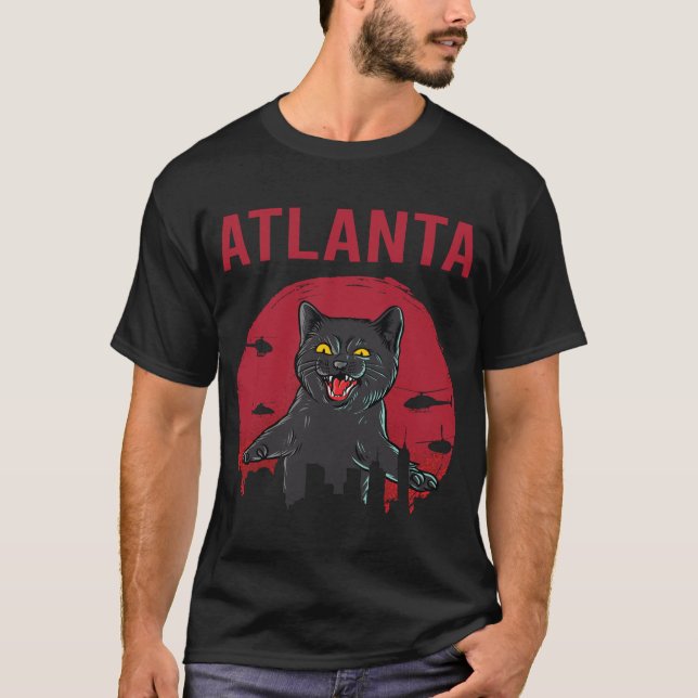 Funny Black Cat Atlanta T-Shirt (Vorderseite)