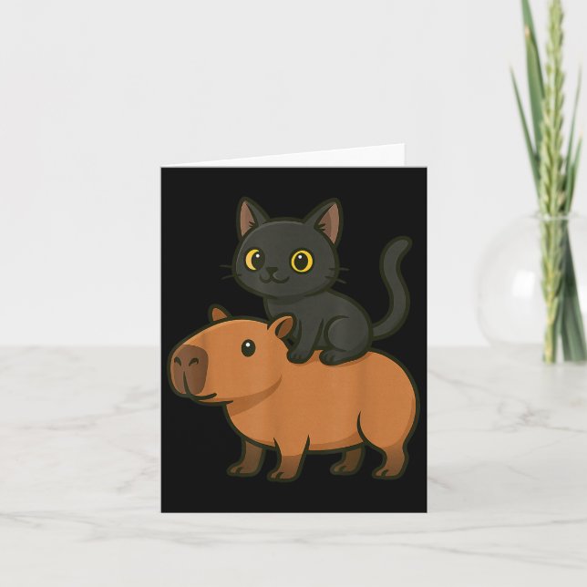 Funny Black Cat Capybara Mama Vater Karte (Vorderseite)