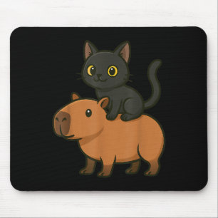 Funny Black Cat Capybara Mama Vater Mousepad