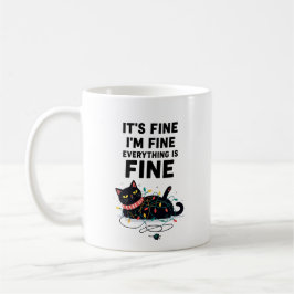 Funny Black Cat Christmas Lights Mug Kaffeetasse