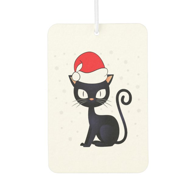 Funny Black Cat Christmas Snowflake Chat Lover Autolufterfrischer (Vorderseite)