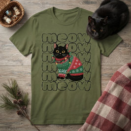 Funny Black Cat Christmas T-Shirt