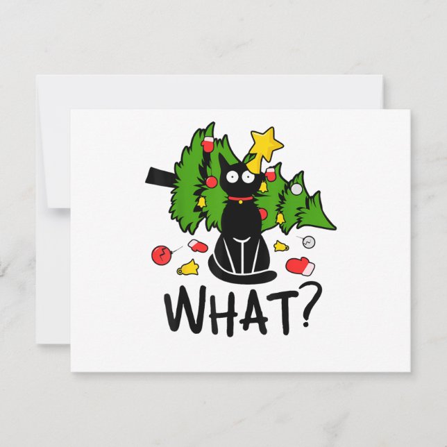 Funny Black Cat Christmas Tree Merry Santa Humor C (Vorderseite)