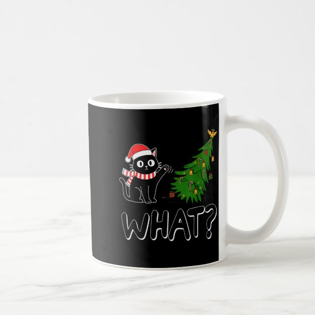 Funny Black Cat Christmas Tree Merry Xmas Humor Ca Kaffeetasse (Rechts)