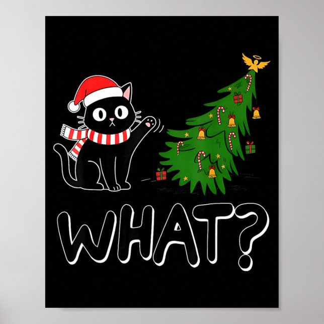 Funny Black Cat Christmas Tree Merry Xmas Humor Ca Poster (Vorne)