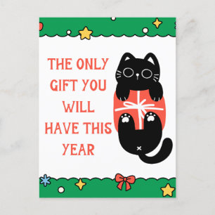 Funny Black Cat Christmas Tree Postkarte