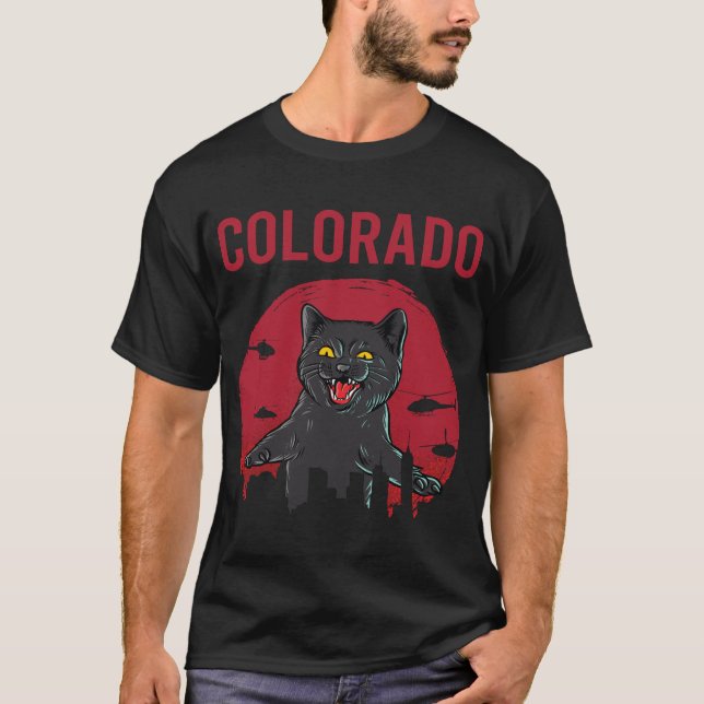 Funny Black Cat Colorado T-Shirt (Vorderseite)