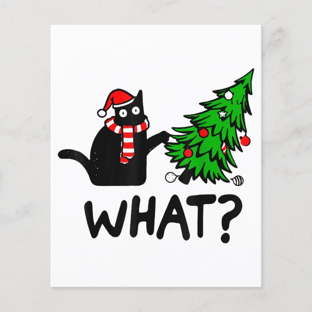 Funny Black Cat Geschenk Pushing Weihnachtsbaum üb (Vorderseite)