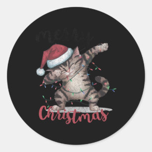 Funny Black Cat Halloween Funny Christmas Runder Aufkleber