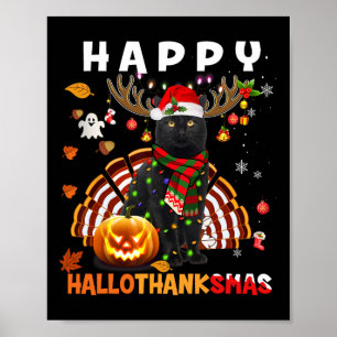 Funny Black Cat Halloween Weihnachts Cat Happy Hal Poster