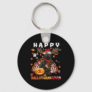 Funny Black Cat Halloween Weihnachts Cat Happy Hal Schlüsselanhänger
