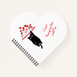 Funny Black Cat Hanging Out Valentine's Day Notizbuch